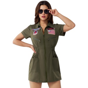 image:imageSpooktacular Creations Fighter Pilot Costume Women Womens Halloween Costumes 2026 Green Pilot Suit Air Force Dress for Cos
